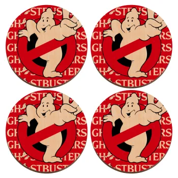 Ghostbusters, ΣΕΤ x4 Σουβέρ ξύλινα στρογγυλά plywood (9cm)