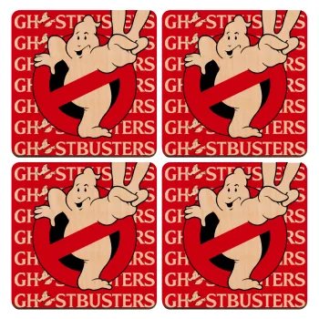 Ghostbusters, ΣΕΤ x4 Σουβέρ ξύλινα τετράγωνα plywood (9cm)