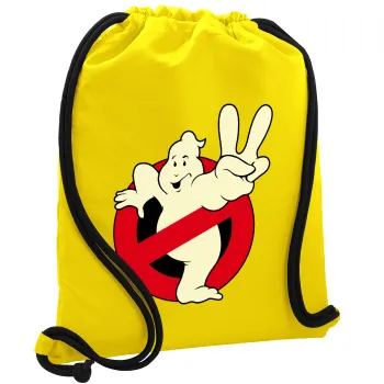 Ghostbusters, Τσάντα πλάτης πουγκί GYMBAG Κίτρινη, με τσέπη (40x48cm) & χονδρά κορδόνια
