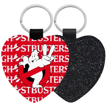 Ghostbusters, Μπρελόκ PU δερμάτινο glitter καρδιά ΜΑΥΡΟ