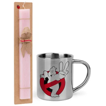 Ghostbusters, Easter Set, metallic thermal cup (300ml) & aromatic flat Easter candle (30cm) (PINK)
