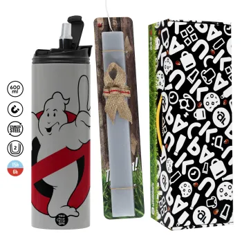 Ghostbusters, Πασχαλινή Λαμπάδα με Travel Tumbler θερμό (600ml, BPA free) & κερί αρωματικό πλακέ (30cm) (ΓΚΡΙ)