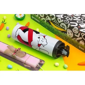 Ghostbusters, Πασχαλινή Λαμπάδα με Travel Tumbler θερμό με διπλό καπάκι (600ml, BPA free) & κερί αρωματικό πλακέ (30cm) (ΡΟΖ)