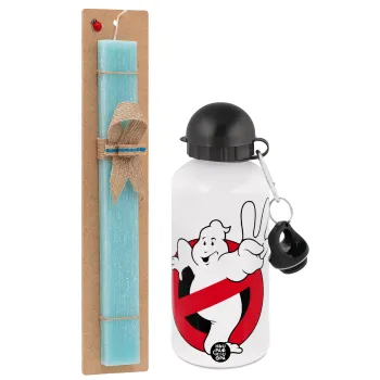 Ghostbusters, Easter Set, metallic aluminum water bottle (500ml) & scented flat candle (30cm) (TURQUOISE)