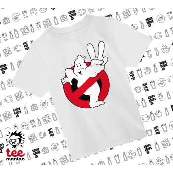 Ghostbusters, Άνετο παιδικό T-Shirt ΛΕΥΚΟ από 100% βαμβάκι, για κάθε μέρα. Vegan & OEKO-TEX πιστοποιημένο.