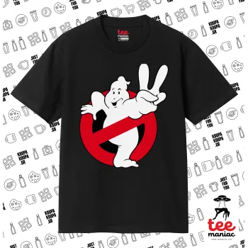 Ghostbusters, Κλασικό T-Shirt, διπλής ραφής, χωρίς πλευρικές ραφές ΜΑΥΡΟ από 100% βαμβάκι. Vegan & OEKO-TEX πιστοποιημένο.