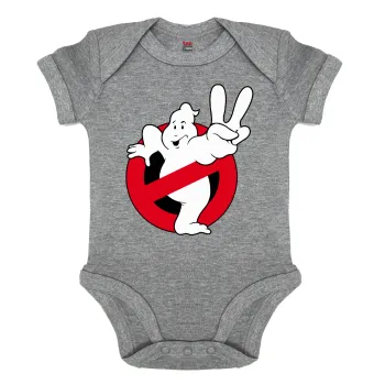 Ghostbusters, Βρεφικό φορμάκι μωρού, 0-18 μηνών, ΓΚΡΙ ΜΕΛΑΝΖΕ, 100% Organic Cotton, κοντομάνικο
