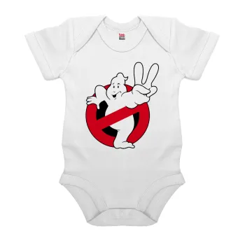 Ghostbusters, Βρεφικό φορμάκι μωρού, 0-24 μηνών, ΛΕΥΚΟ, 100% Organic Cotton, κοντομάνικο