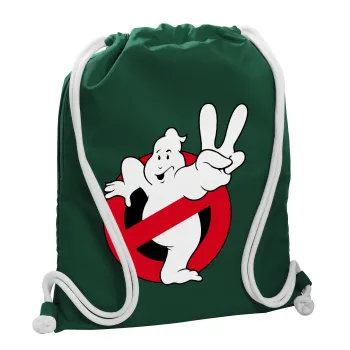 Ghostbusters, Τσάντα πλάτης πουγκί GYMBAG BOTTLE GREEN, με τσέπη (40x48cm) & χονδρά λευκά κορδόνια