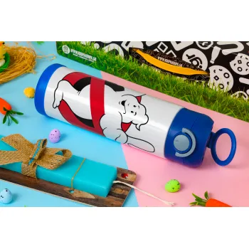 Ghostbusters, Easter candle, Childrens hot water bottle, stainless steel, with safety straw, BLUE (500ml)