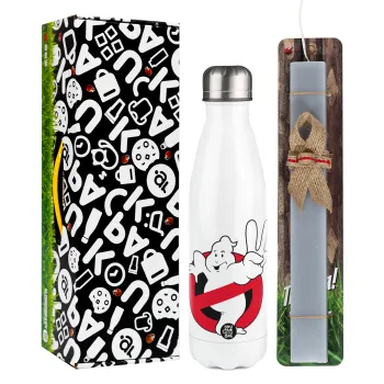 Ghostbusters, Easter candle, metallic white thermos bottle (500ml) & aromatic flat candle (30cm) (GRAY)