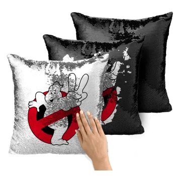 Ghostbusters, Μαξιλάρι καναπέ Μαγικό Μαύρο με πούλιες 40x40cm περιέχεται το γέμισμα