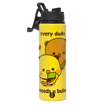 Every Dudu needs a bubu, Metallic water bottle with safety lid, 850ml aluminum