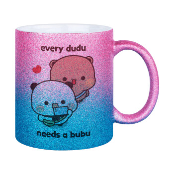 Every Dudu needs a bubu, Κούπα Χρυσή/Μπλε Glitter, κεραμική, 330ml