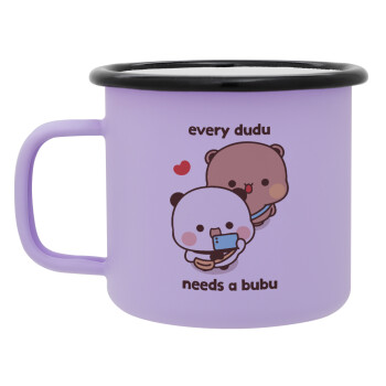 Every Dudu needs a bubu, Κούπα Μεταλλική εμαγιέ ΜΑΤ Light Pastel Purple 360ml