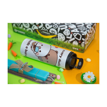 Every Dudu needs a bubu, Easter candle,Travel Tumbler 2 Lids, with metal straw & cleaning brush & aromatic flat candle (30cm) (BLUE)