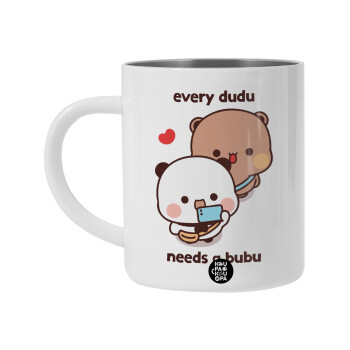 Every Dudu needs a bubu, BIG Mug Stainless steel double wall (450ml, White)