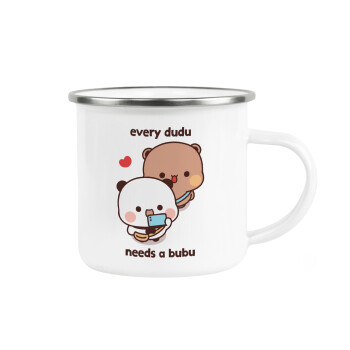 Every Dudu needs a bubu, Metallic enamel cup white 360ml