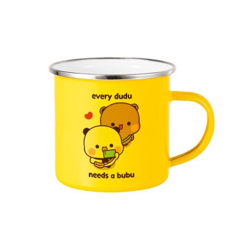 Every Dudu needs a bubu, Yellow Enamel Metallic Cup 360ml