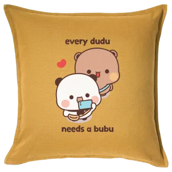 Every Dudu needs a bubu, Sofa cushion YELLOW 50x50cm includes filling