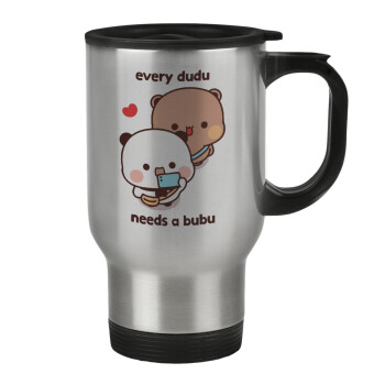 Every Dudu needs a bubu, Stainless steel travel mug with lid, double wall 450ml