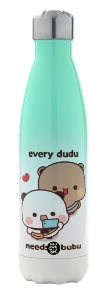 Every Dudu needs a bubu — Μεταλλικό παγούρι θερμός Πράσινο/Λευκό (Stainless steel), διπλού τοιχώματος, 500ml