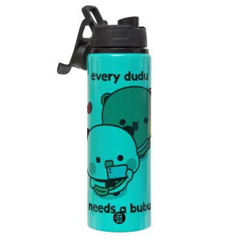 Every Dudu needs a bubu, Μεταλλικό παγούρι νερού με καπάκι ασφαλείας, αλουμινίου 850ml
