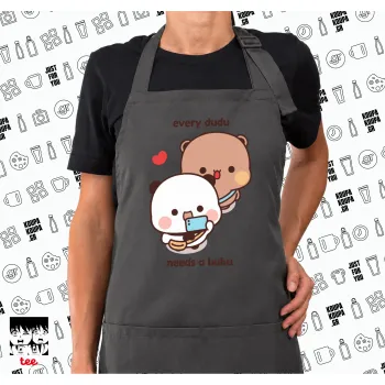 Every Dudu needs a bubu, Ποδιά μακριά Σεφ ολόσωμη με τσέπες GREY (ΕΝΗΛΙΚΩΝ)