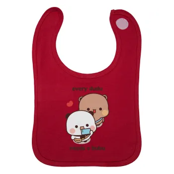 Every Dudu needs a bubu, Σαλιάρα με Σκρατς Κόκκινη 100% Organic Cotton (0-18 months)