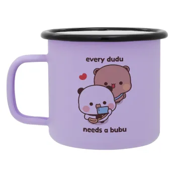 Every Dudu needs a bubu, Κούπα Μεταλλική εμαγιέ ΜΑΤ Light Pastel Purple 360ml