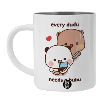 Every Dudu needs a bubu, BIG Mug Stainless steel double wall (450ml, White)