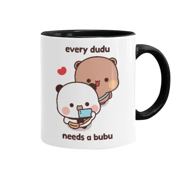 Every Dudu needs a bubu, Κούπα χρωματιστή μαύρη, κεραμική, 330ml