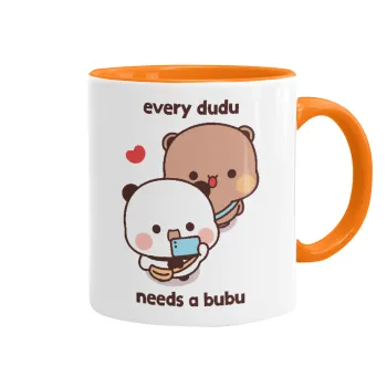 Every Dudu needs a bubu, Κούπα χρωματιστή πορτοκαλί, κεραμική, 330ml