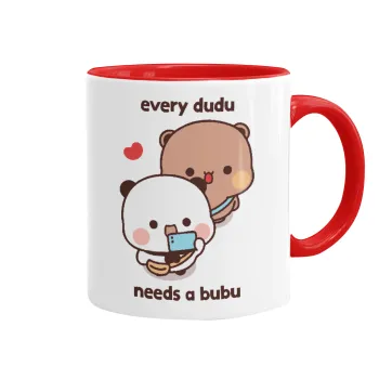 Every Dudu needs a bubu, Κούπα χρωματιστή κόκκινη, κεραμική, 330ml