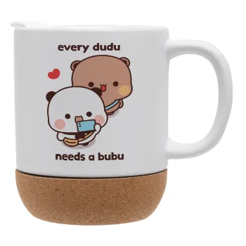 Every Dudu needs a bubu, Κούπα, κεραμική με βάση φελού και καπάκι (ΜΑΤ), 330ml