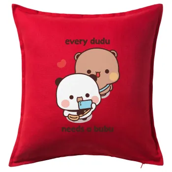 Every Dudu needs a bubu, Sofa cushion RED 50x50cm includes filling