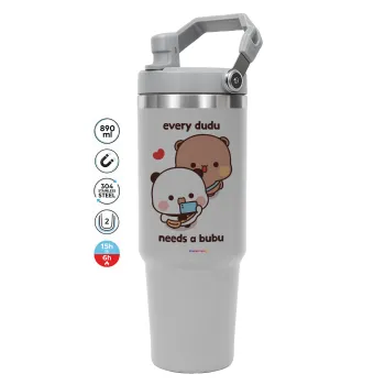 Every Dudu needs a bubu, GREY color, 890ml (30oz) stainless Steel Tumbler with Handle
