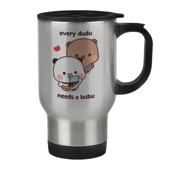 Every Dudu needs a bubu, Stainless steel travel mug with lid, double wall 450ml