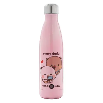 Every Dudu needs a bubu, Metal mug thermos Pink Iridiscent (Stainless steel), double wall, 500ml
