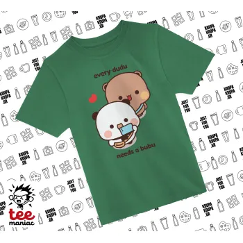 Every Dudu needs a bubu, Άνετο παιδικό T-Shirt ΠΡΑΣΙΝΟ από 100% βαμβάκι, για κάθε μέρα. Vegan & OEKO-TEX πιστοποιημένο.