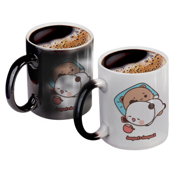bubu + dudu, Color changing magic Mug, ceramic, 330ml when adding hot liquid inside, the black colour desappears (1 pcs)
