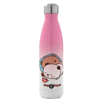 bubu + dudu, Metal mug thermos Pink/White (Stainless steel), double wall, 500ml
