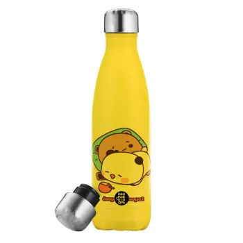 bubu + dudu, Yellow Stainless Steel Metallic Thermos, double-walled, 500ml