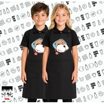 bubu + dudu, Μαύρη ΠΑΙΔΙΚΗ Ποδιά μακριά Σεφ ολόσωμη με τσέπες