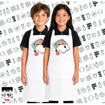 bubu + dudu, Λευκή ΠΑΙΔΙΚΗ Ποδιά μακριά Σεφ ολόσωμη με τσέπες