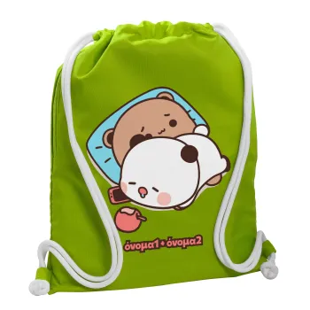 bubu + dudu, Backpack bag GYMBAG LIME GREEN, with pocket (40x48cm) & thick cords