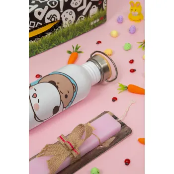 bubu + dudu, Πασχαλινή Λαμπάδα με παγούρι μεταλλικό (620ml, stainless steel) & κερί αρωματικό πλακέ (30cm) (ΡΟΖ)