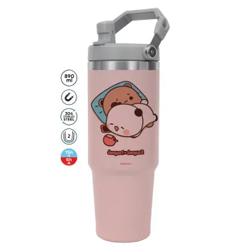 bubu + dudu, Pink color, 890ml (30oz) stainless Steel Tumbler with Handle