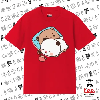 bubu + dudu, Κλασικό T-Shirt, διπλής ραφής, χωρίς πλευρικές ραφές ΚΟΚΚΙΝΟ από 100% βαμβάκι. Vegan & OEKO-TEX πιστοποιημένο.