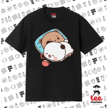 bubu + dudu, Κλασικό T-Shirt, διπλής ραφής, χωρίς πλευρικές ραφές ΜΑΥΡΟ από 100% βαμβάκι. Vegan & OEKO-TEX πιστοποιημένο.